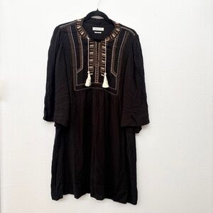 Isabel Marant Étoile "Clara" Women's Black Embroidered Mini Dress Size 44 EUC